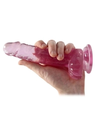 Dildo with testicles and suction cup 14 cm (Pink) - RealRock Crystal Clear
