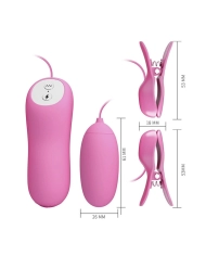 Vibrating egg with electrostimulating breast clamps - Pretty Love