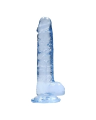 Dildo con testicoli e ventosa 14 cm (Blu) - RealRock Crystal Clear