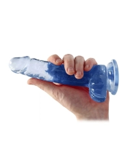 Dildo with testicles and suction cup 14 cm (Blue) - RealRock Crystal Clear