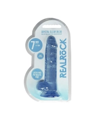 Dildo con testicoli e ventosa 14 cm (Blu) - RealRock Crystal Clear