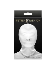 Cagoule 1ouverture bouche (Blanc) Fetish & Fashion Zippered Mouth - NS Novelties