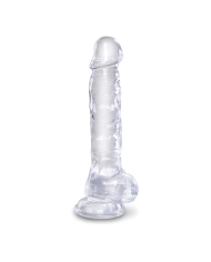 Dildo réaliste transparent avec testicules (18 cm) - King Cock