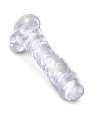 Dildo réaliste transparent avec testicules (18 cm) - King Cock