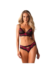 Ensemble de lingerie sexy Tulia (Noir & rose) - Obsessive