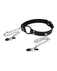 Écarteur buccal avec pinces à seins - Ouch!