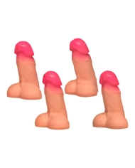 Pack de 4 pénis magnétiques Snap-On Peckers