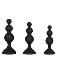 Set de chapelets anaux (Noir) - CalExotics Silicone Beaded Anal Kit