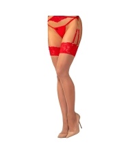 Calze sexy Obsessive Matildea - Rosso e beige