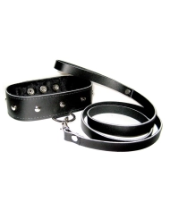 Laisse et collier BDSM en cuir Collar & Leash Set - Sportsheet