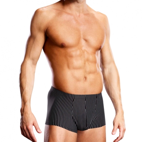 Black Sexy Boxer with white stripes Performance Microfiber - Blue Line