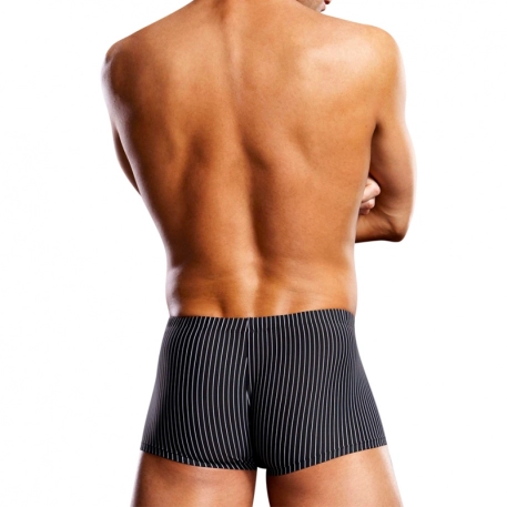 Black Sexy Boxer with white stripes Performance Microfiber - Blue Line