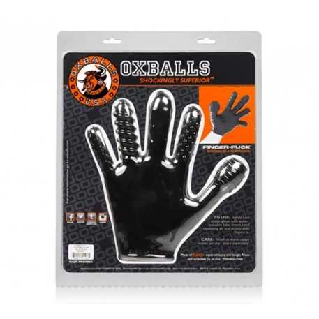 Finger Fuck Oxballs Schwarz - texturierte Handschuh