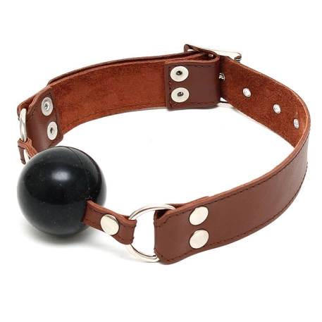 Ball Gag silicone and leather Ø 4.4 cm Brown - Rimba