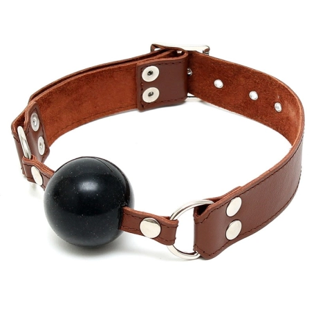 Ball Gag silicone and leather Ø 4.4 cm Brown - Rimba