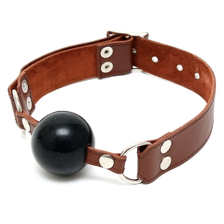 Ball Gag in silicone e pelle Ø 4.4 cm Marrone - Rimba