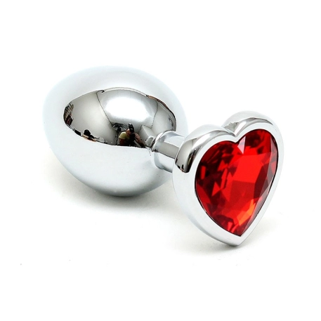 Butt plug con cristallo a forma di cuore (Rosso) - Rimba
