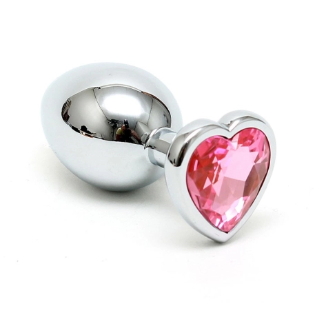 Buttplug aus Edelstahl mit Herzform Kristal (Pink) - Rimba