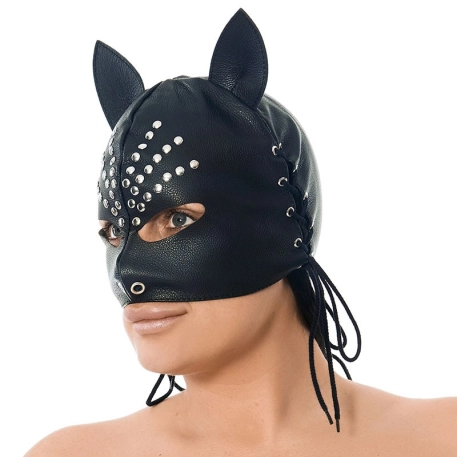 BDSM Nappaleder Maske mit Ohren - Rimba