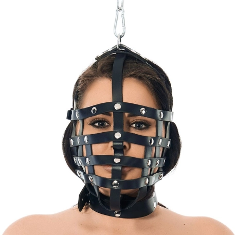 BDSM Riemenmaske mit AufhängRing an Obenseite - Rimba