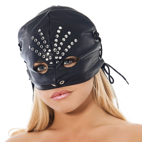 Open Leather BDSM mask decorated rivets - Rimba