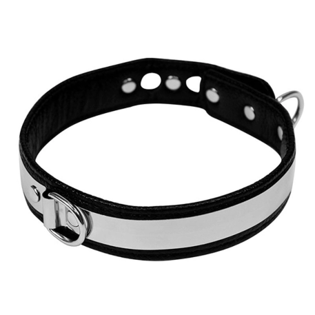 Metallic BDSM collar with padlock (width 2.8 cm) - Rimba