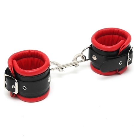 Red leather padded handcuffs - Rimba