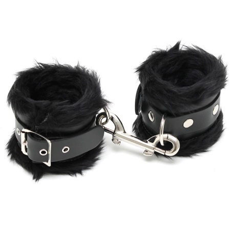 Manette in pelle & pelliccia imbottita Nero - Rimba