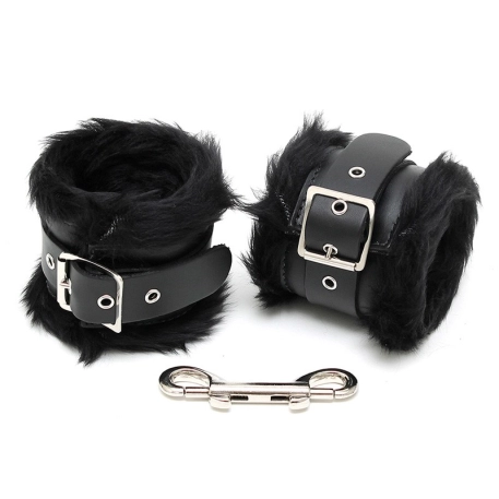 Manette in pelle & pelliccia imbottita Nero - Rimba
