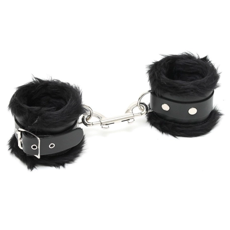 Manette in pelle & pelliccia imbottita Nero - Rimba