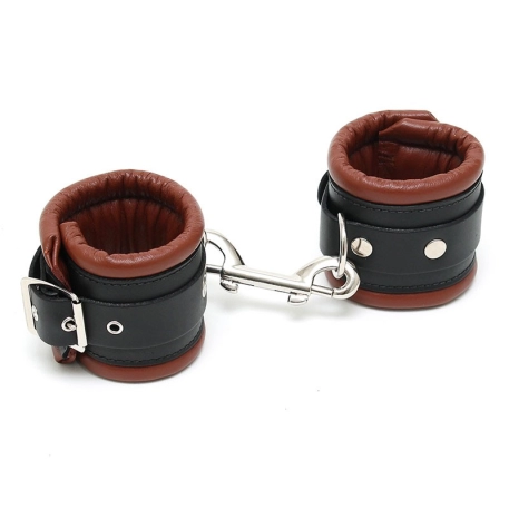 brown leather padded handcuffs - Rimba