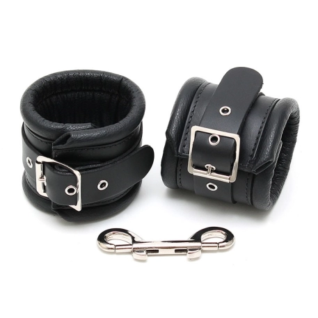 Black leather padded handcuffs (Ankles) - Rimba