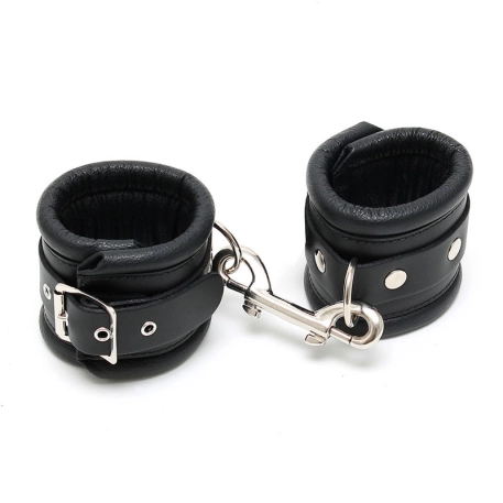 Black leather padded handcuffs (Ankles) - Rimba