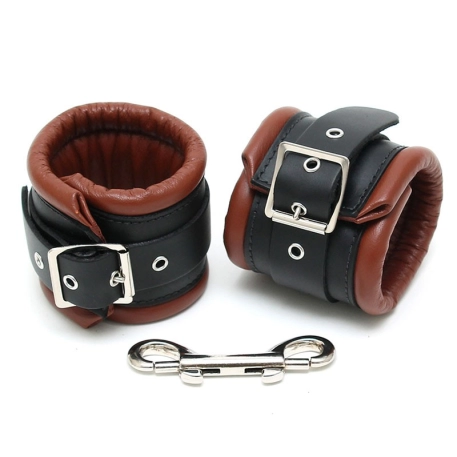 Brown leather padded handcuffs (Ankles) - Rimba