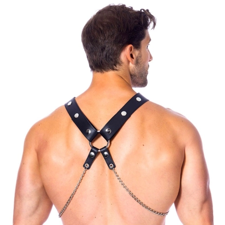 BDSM Leder Harness mit Metallketten (Herren) – Rimba