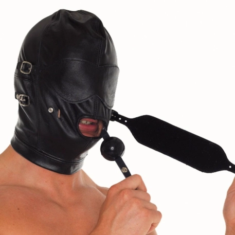 Leder BDSM Haube mit Ball Gag - Rimba
