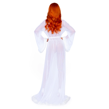 Robe longue sexy transparente & String (blanc) – Leg Avenue