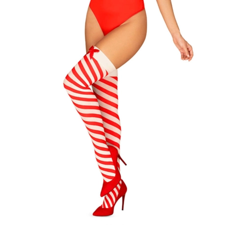 Bas sexy Kissmas Stockings (rouge) - Obsessive