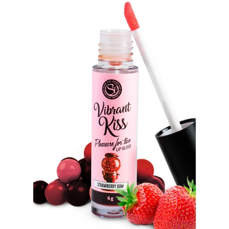 Gloss à fellation Vibrant Kiss (Strawberry Gum) - Secret Play