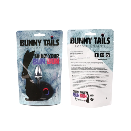 Mini Buttplug Bunny Tail (black) - Feelztoys