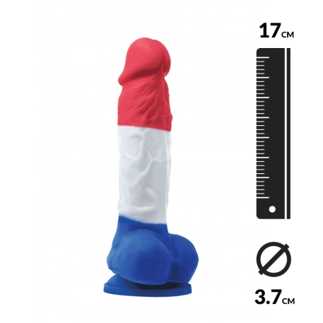 Gode tricolore avec scrotum - NS Novelties