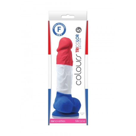 Gode tricolore avec scrotum - NS Novelties