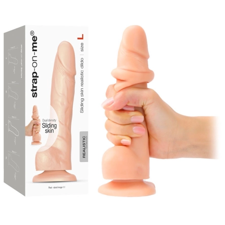 Realistic Cock with scrotum - strap-on-me Sliding Skin (Large)