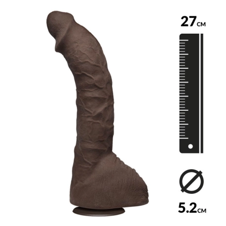Gode ventouse réaliste XXL Prince Yahshua 27cm (brun) - Doc Johnson