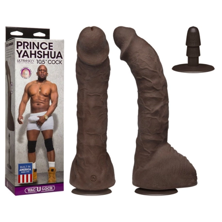 Gode ventouse réaliste XXL Prince Yahshua 27cm (brun) - Doc Johnson