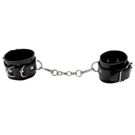 black leather padded handcuffs - Ouch!