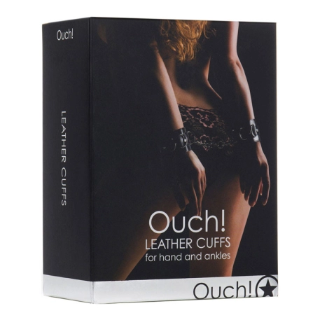 black leather padded handcuffs - Ouch!