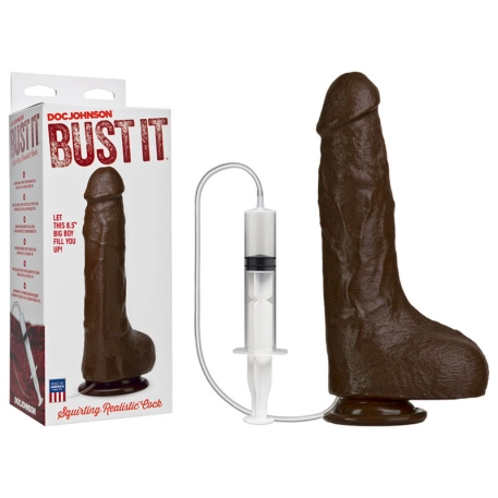 Bust It Strap-On-Me (Squirting Cock) 15cm (Black) - Doc Johnson