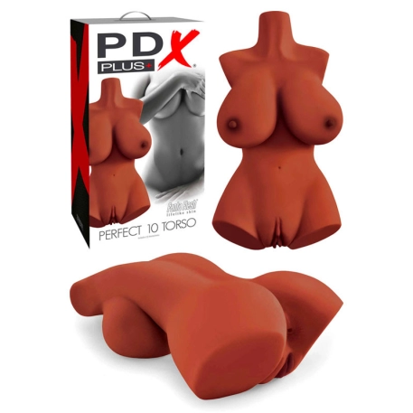 Masturbateur réaliste PDX+ Perfect 10 Torso (Brun) - Pipedream Extreme