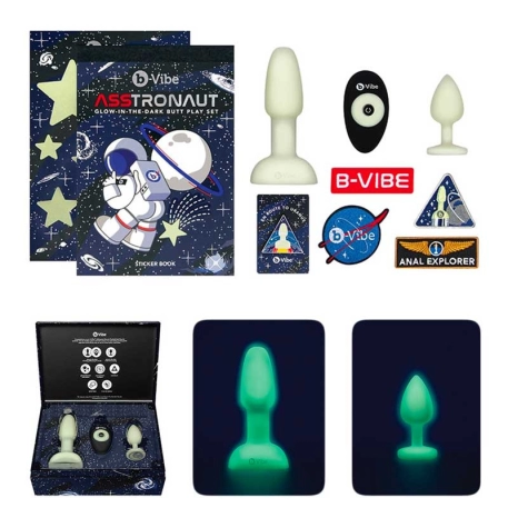 Glow-in-the-dark butt plugs set of 2 - B-Vibe Asstronaut